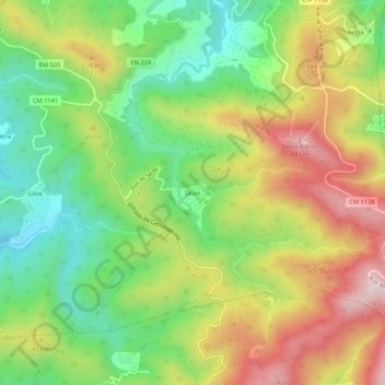 Carte topographique Seixo, altitude, relief