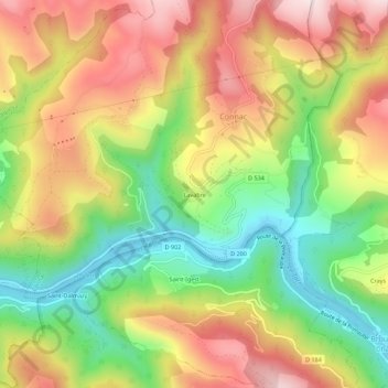 Carte topographique Lavabre, altitude, relief