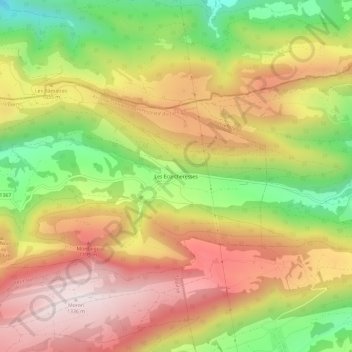 Carte topographique Les Ecorcheresses, altitude, relief