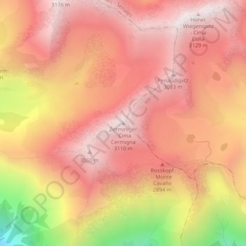 Carte topographique Zerminiger, altitude, relief
