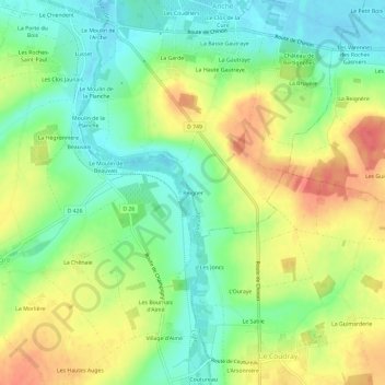 Carte topographique Reigner, altitude, relief