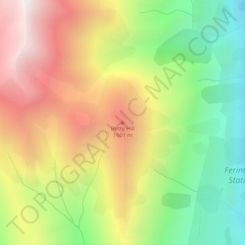 Carte topographique Betty Hill, altitude, relief