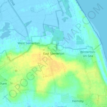 Carte topographique East Somerton, altitude, relief