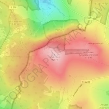 Carte topographique Heidelstein, altitude, relief