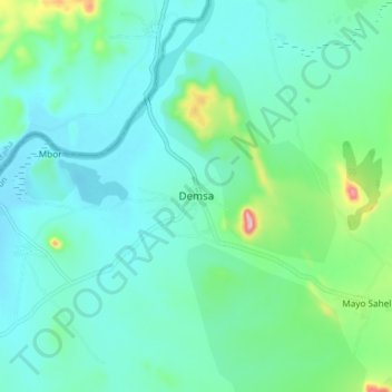 Carte topographique Demsa, altitude, relief