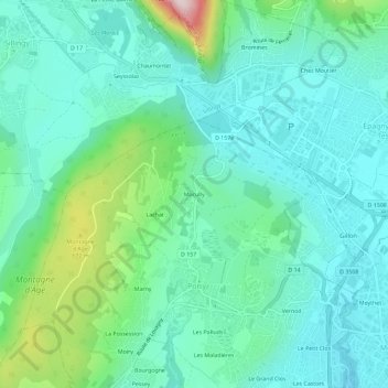 Carte topographique Macully, altitude, relief