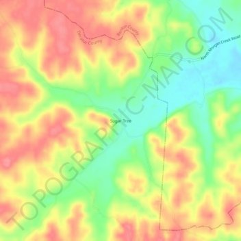 Carte topographique Sugar Tree, altitude, relief