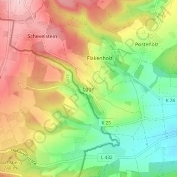 Carte topographique Egge, altitude, relief