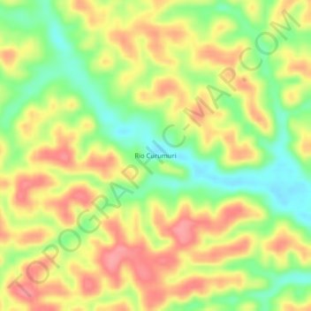Carte topographique Rio Curumuri, altitude, relief