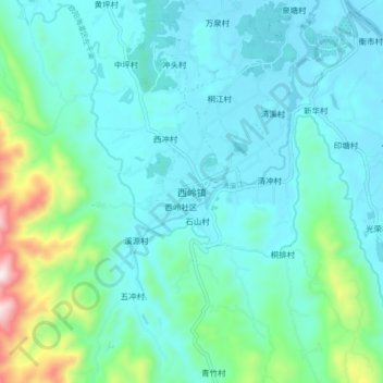 Carte topographique Xiling, altitude, relief
