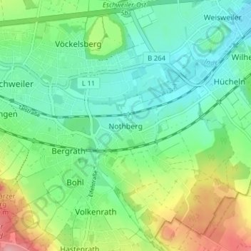 Carte topographique Nothberg, altitude, relief