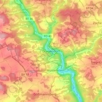 Carte topographique Draisendorf, altitude, relief