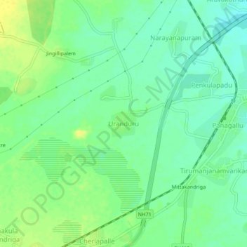 Carte topographique Uranduru, altitude, relief