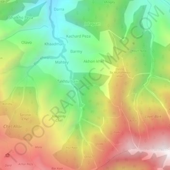 Carte topographique Jangay, altitude, relief