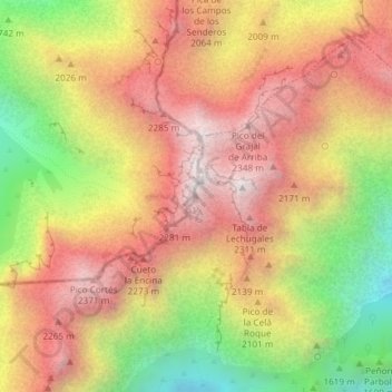 Carte topographique Morra de Lechugales, altitude, relief