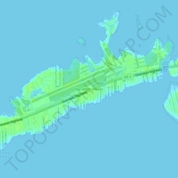 Carte topographique Marathon Shores, altitude, relief