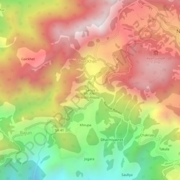 Carte topographique Sariya, altitude, relief