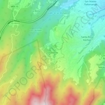 Carte topographique Santa Rosa, altitude, relief