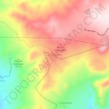 Carte topographique Aningalan, altitude, relief