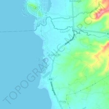 Carte topographique Balibago, altitude, relief