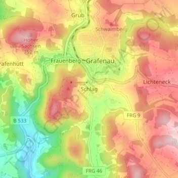 Carte topographique Schlag, altitude, relief