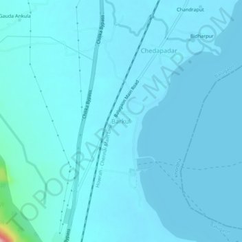Carte topographique Barkul, altitude, relief