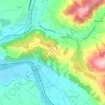 Carte topographique Muster, altitude, relief