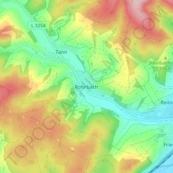 Carte topographique Rohrbach, altitude, relief