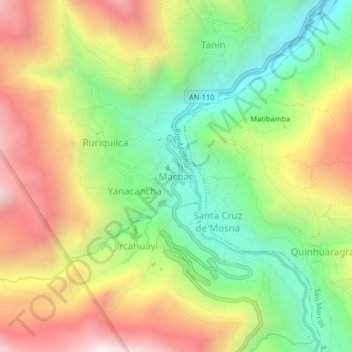Carte topographique Machac, altitude, relief