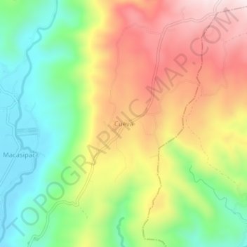 Carte topographique Cueva, altitude, relief