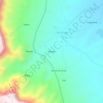 Carte topographique Pelado, altitude, relief