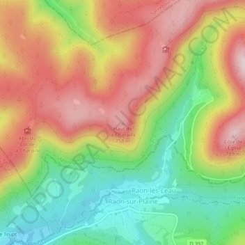 Carte topographique Haut de la Charaille, altitude, relief