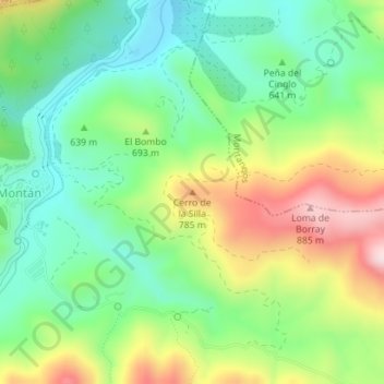 Carte topographique Cerro de la Silla, altitude, relief