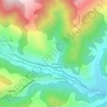 Carte topographique Clot de Vallvigil, altitude, relief