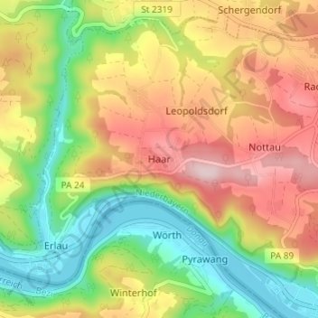 Carte topographique Haar, altitude, relief