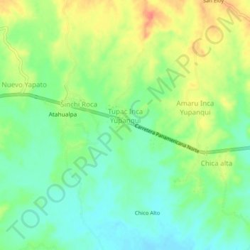 Carte topographique Huascar, altitude, relief