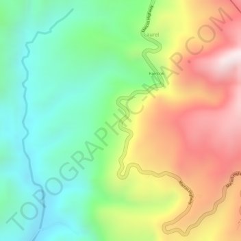 Carte topographique Overlooking, altitude, relief