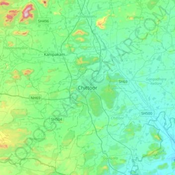Carte topographique Chittoor, altitude, relief