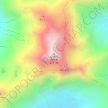 Carte topographique Mount Sibbald, altitude, relief