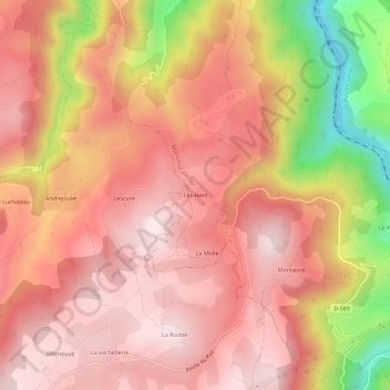 Carte topographique Les Hers, altitude, relief