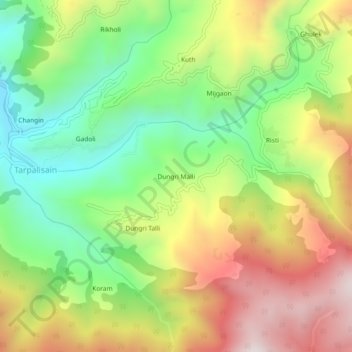 Carte topographique Dungri Malli, altitude, relief