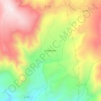 Carte topographique Coñachugo, altitude, relief