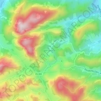 Carte topographique Pernambuco, altitude, relief