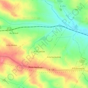 Carte topographique A En Berrete, altitude, relief