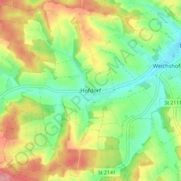 Carte topographique Hofdorf, altitude, relief