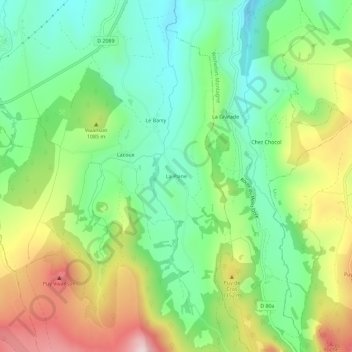 Carte topographique La Plane, altitude, relief