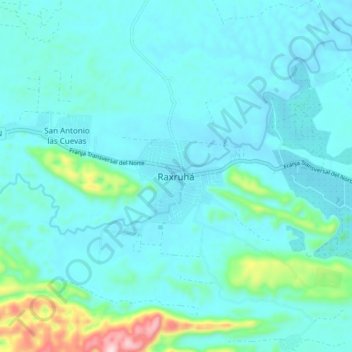 Carte topographique Raxruhá, altitude, relief