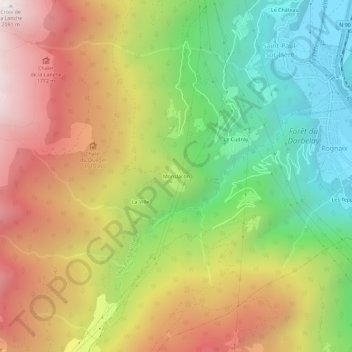 Carte topographique Monslacon, altitude, relief