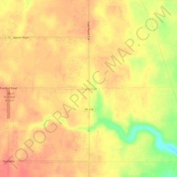 Carte topographique Trumbull, altitude, relief