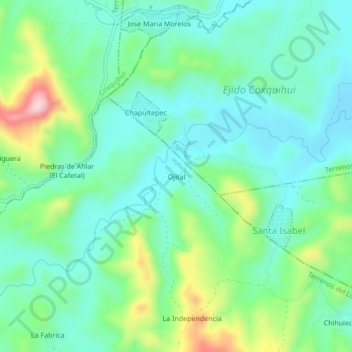 Carte topographique Ojital, altitude, relief